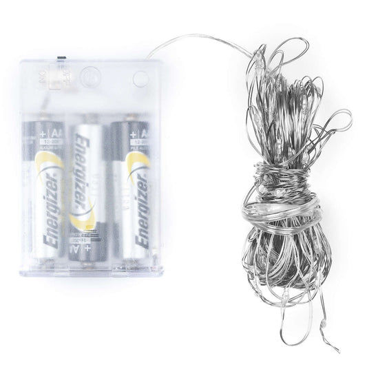 100 LED Battery Micro Lights Silver Wire 10m Decor - Darlington's Décor