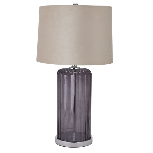 Alberta Metallic Glass Lamp With Velvet Shade Elegance - Darlington's Décor