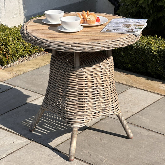 Elegant Charming Amalfi Collection Outdoor Bistro Table With Wood Top - Darlington's Décor