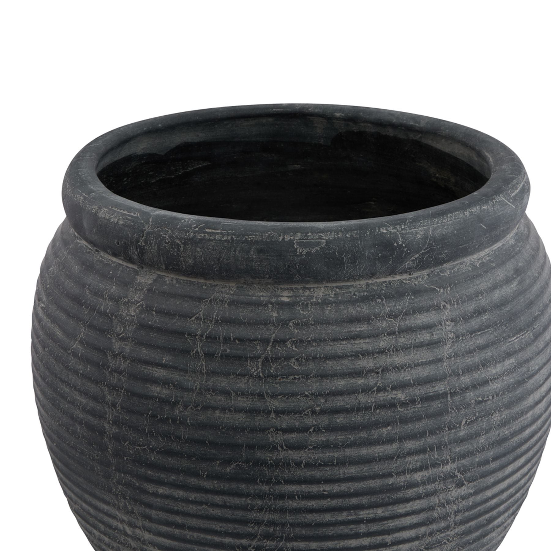 Amalfi Grey Rimmed Large Plant Pot for Elegant Decor - Darlington's Décor