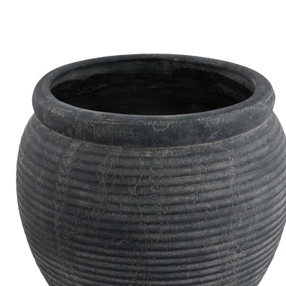 Amalfi Grey Rimmed Large Plant Pot for Elegant Decor - Darlington's Décor