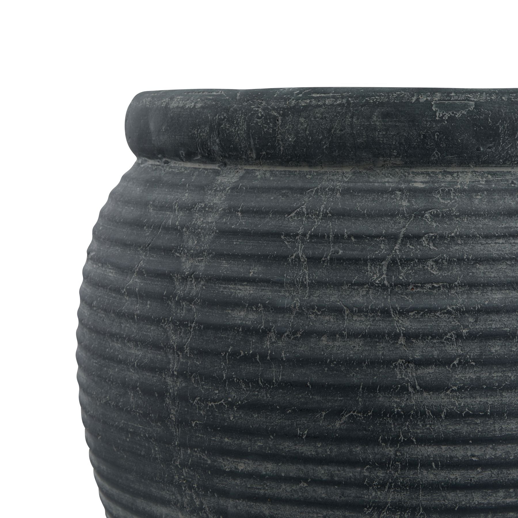 Amalfi Grey Rimmed Large Plant Pot for Elegant Decor - Darlington's Décor