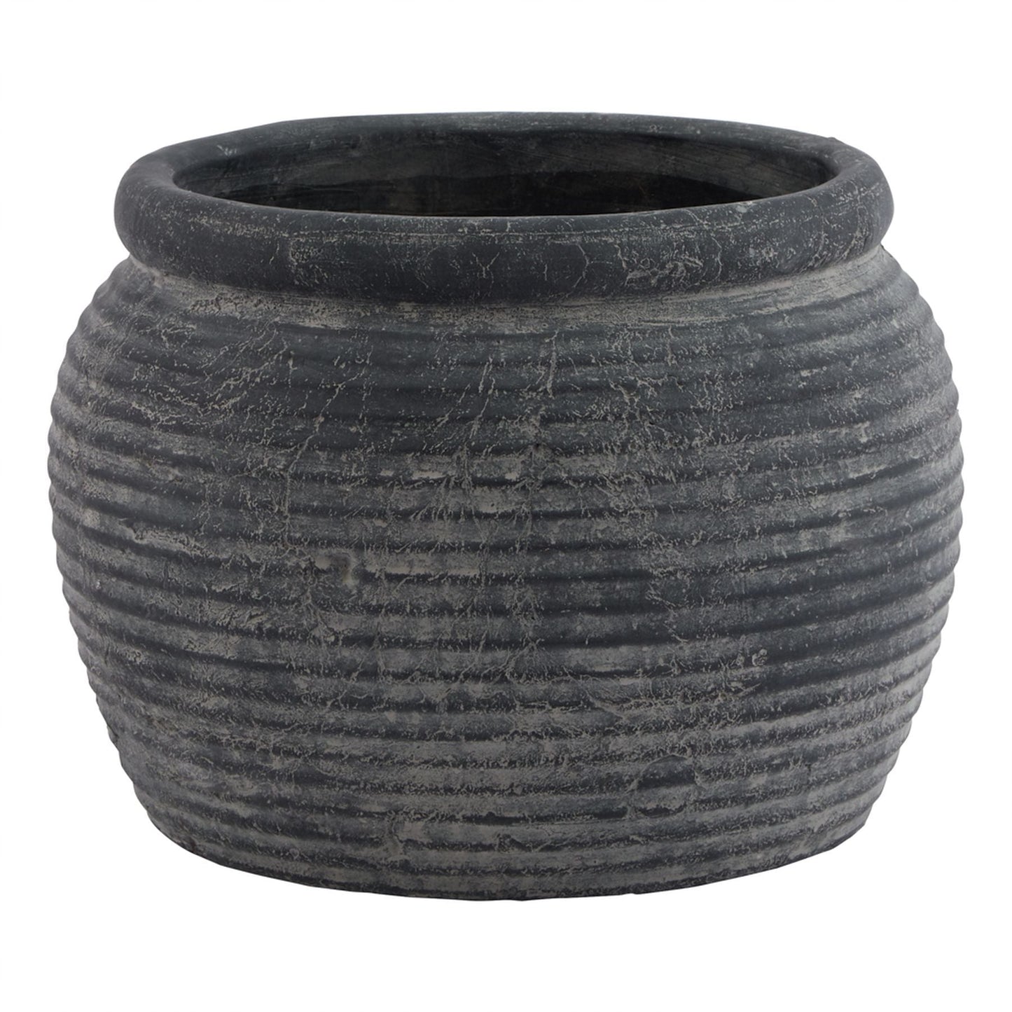 Amalfi Grey Rimmed Large Plant Pot for Elegant Decor - Darlington's Décor