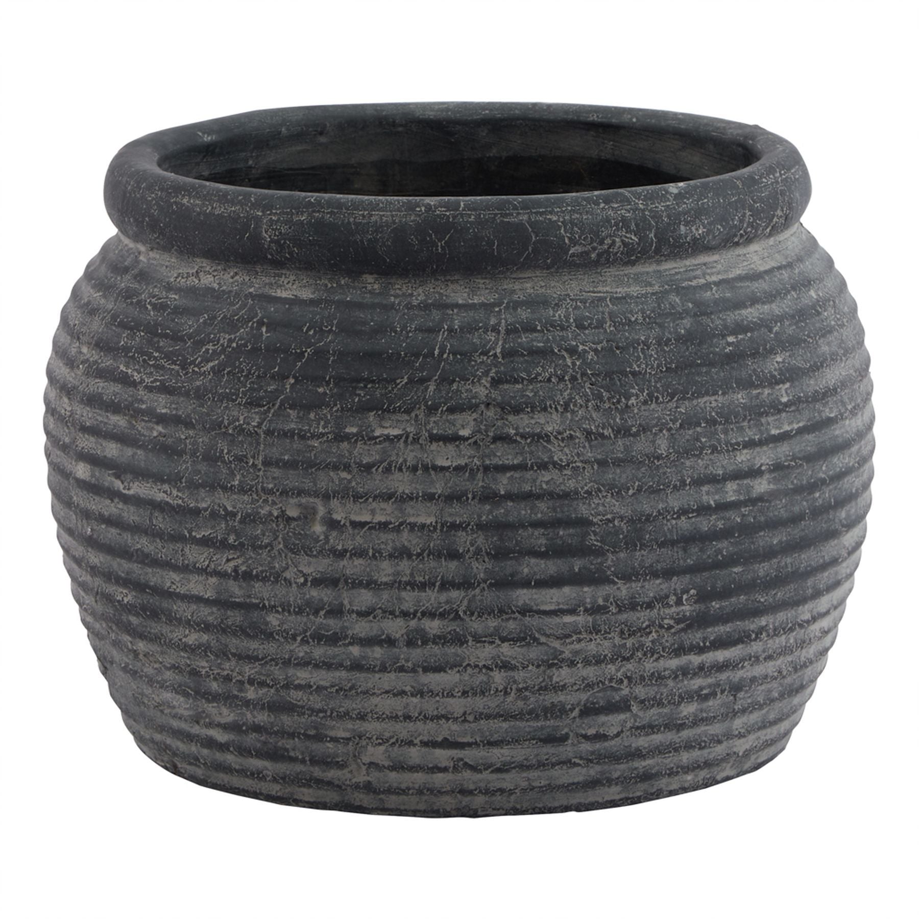 Amalfi Grey Rimmed Large Plant Pot for Elegant Decor - Darlington's Décor