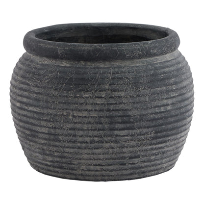 Amalfi Grey Rimmed Large Plant Pot for Elegant Decor - Darlington's Décor