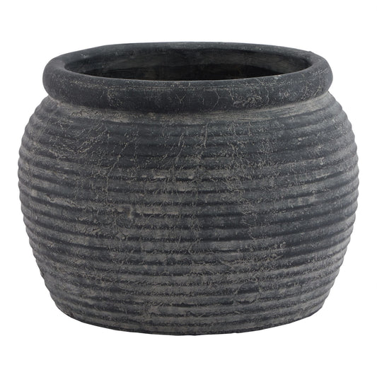 Amalfi Grey Rimmed Large Plant Pot for Elegant Decor - Darlington's Décor