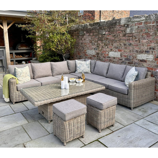 Elegant Amalfi Outdoor Corner Set With Riser Table for Comfort - Darlington's Décor