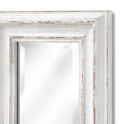 Antique White Frame Narrow Wall Mirror for Elegant Spaces - Darlington's Décor