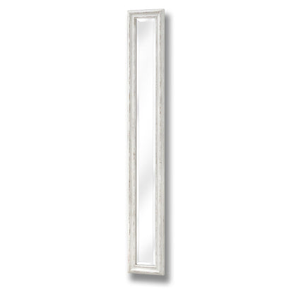 Antique White Frame Narrow Wall Mirror for Elegant Spaces - Darlington's Décor