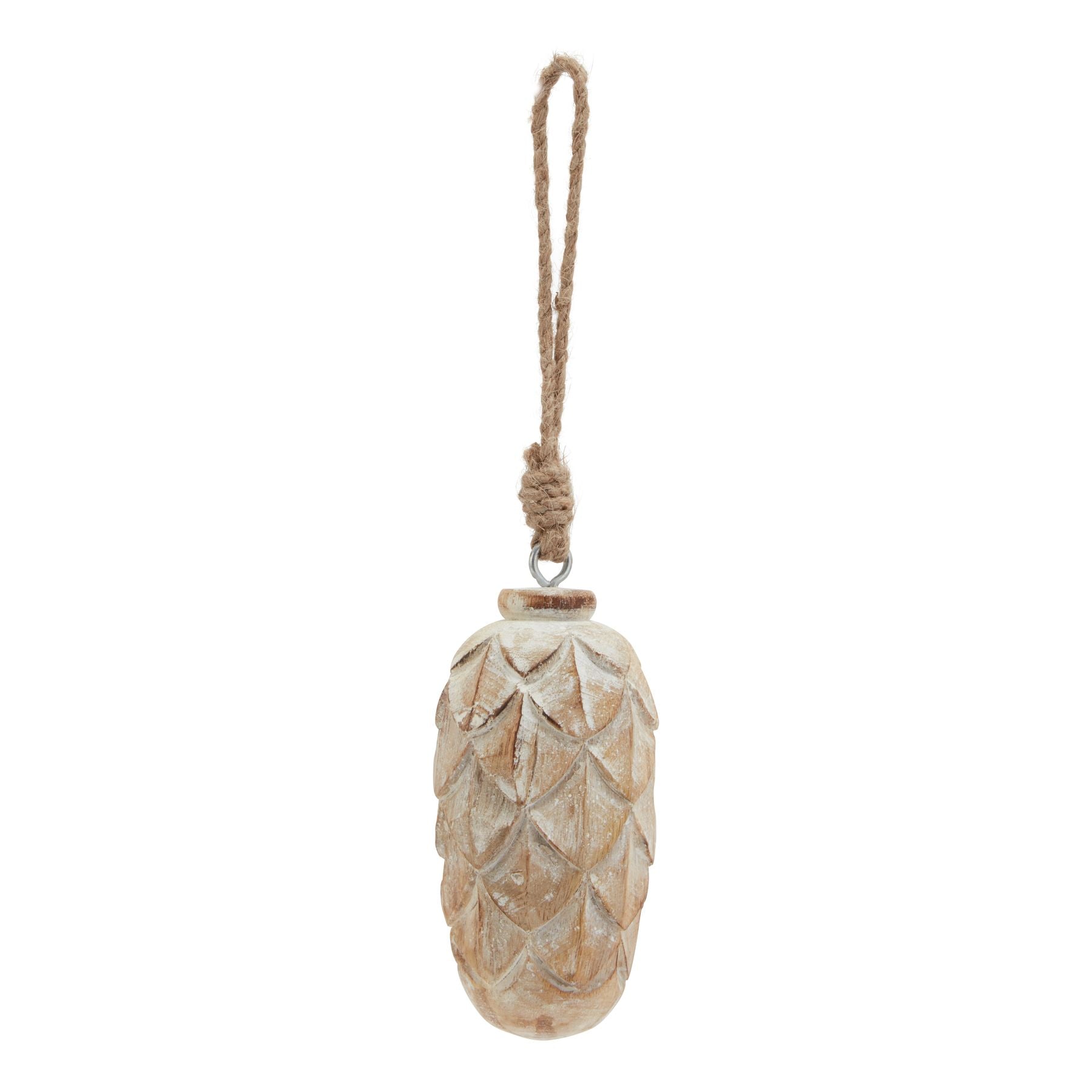 Antique White Wash Pine Cone Bauble for Holiday Charm - Darlington's Décor