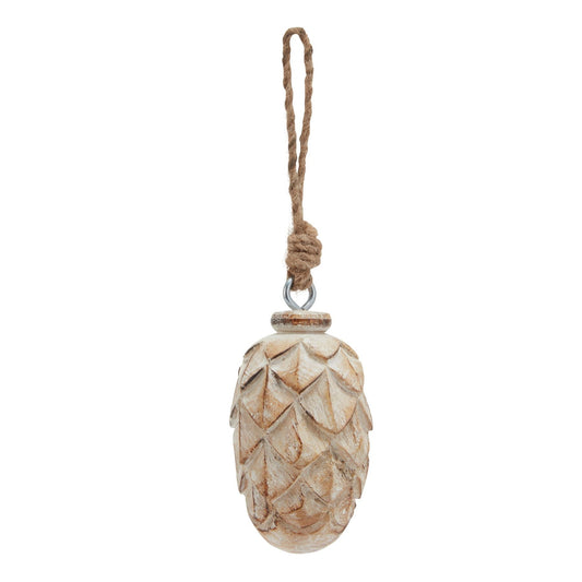Antique White Wash Small Pine Cone Bauble Charm - Darlington's Décor