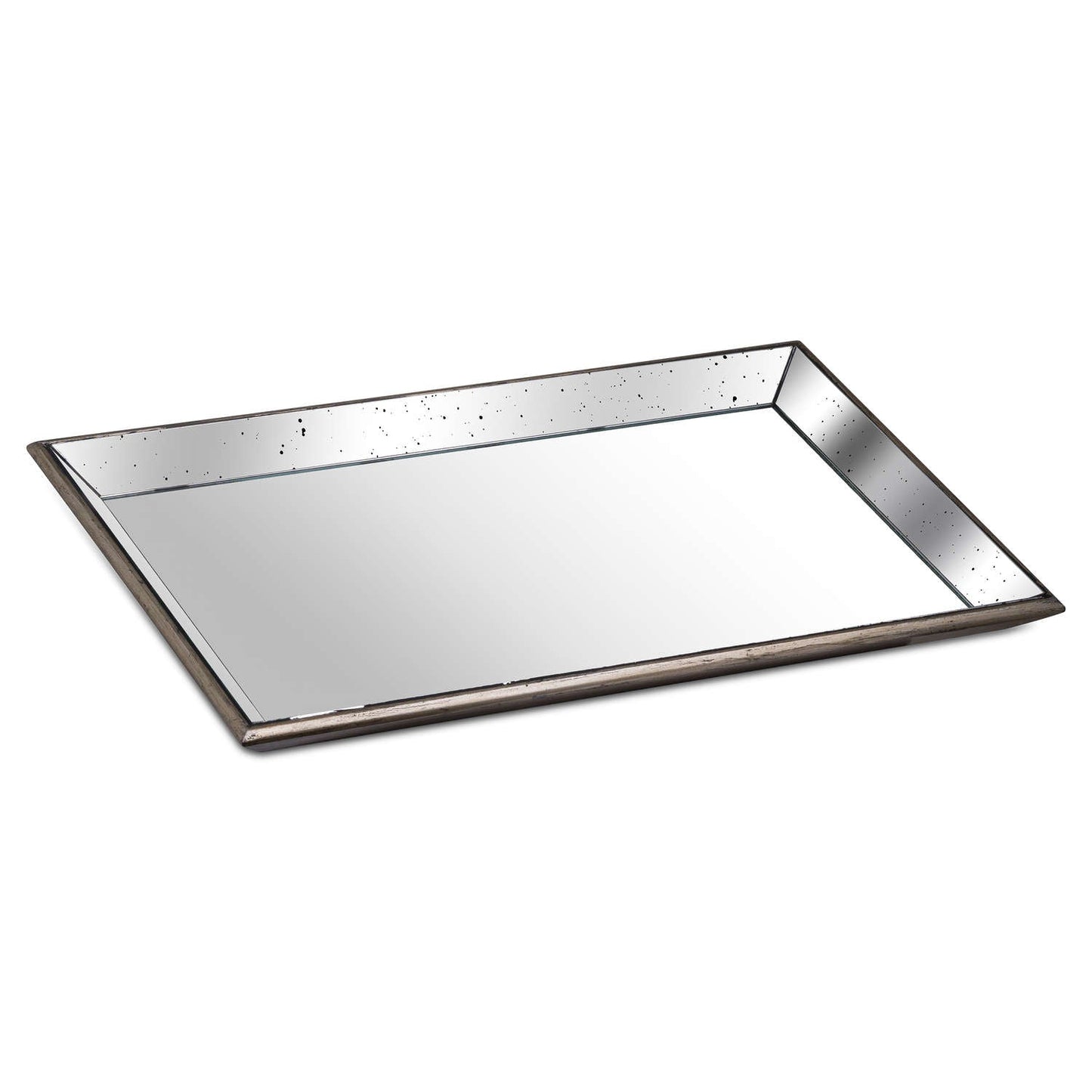 Astor Distressed Large Mirrored Tray With Wooden Detailing - Darlington's Décor