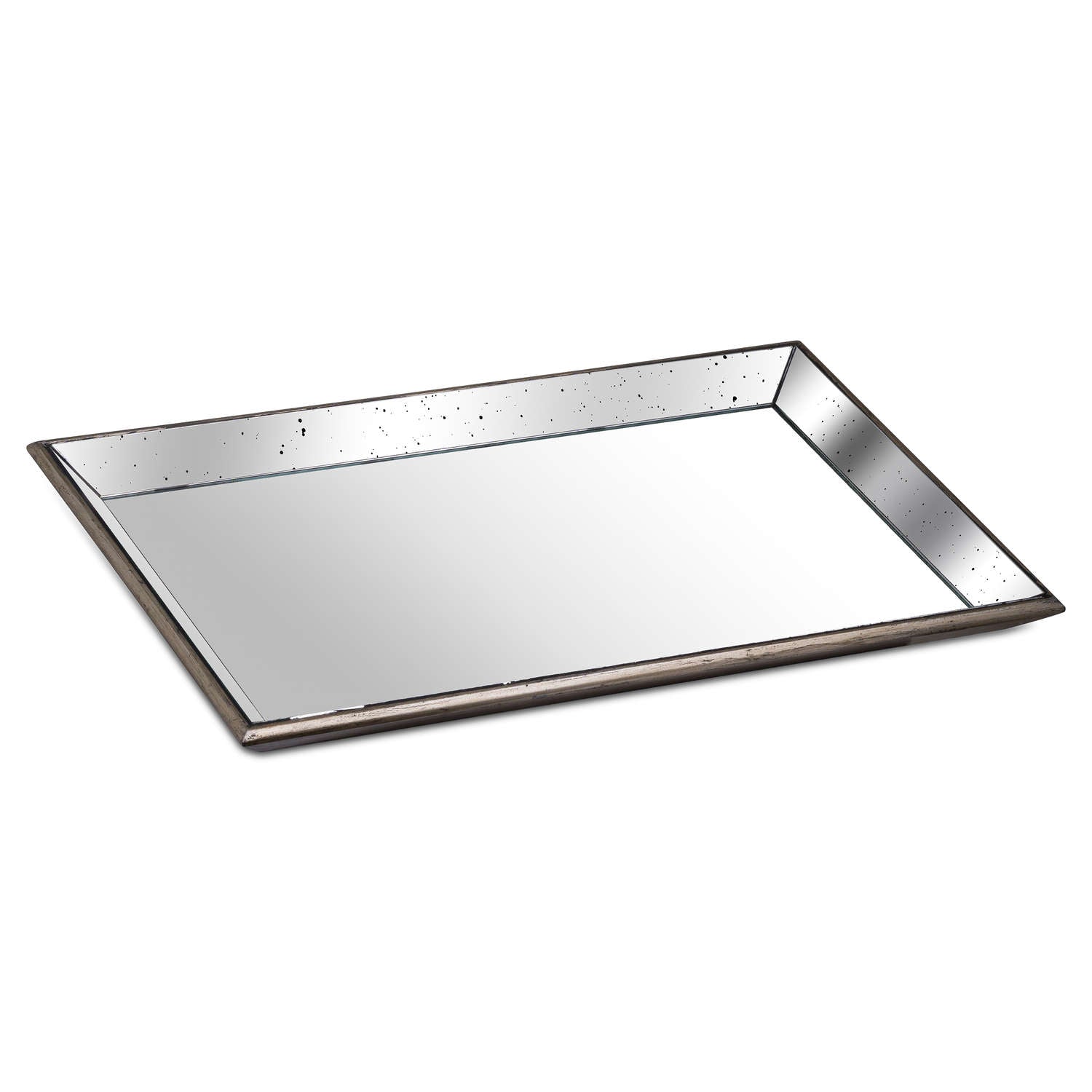 Astor Distressed Large Mirrored Tray With Wooden Detailing - Darlington's Décor