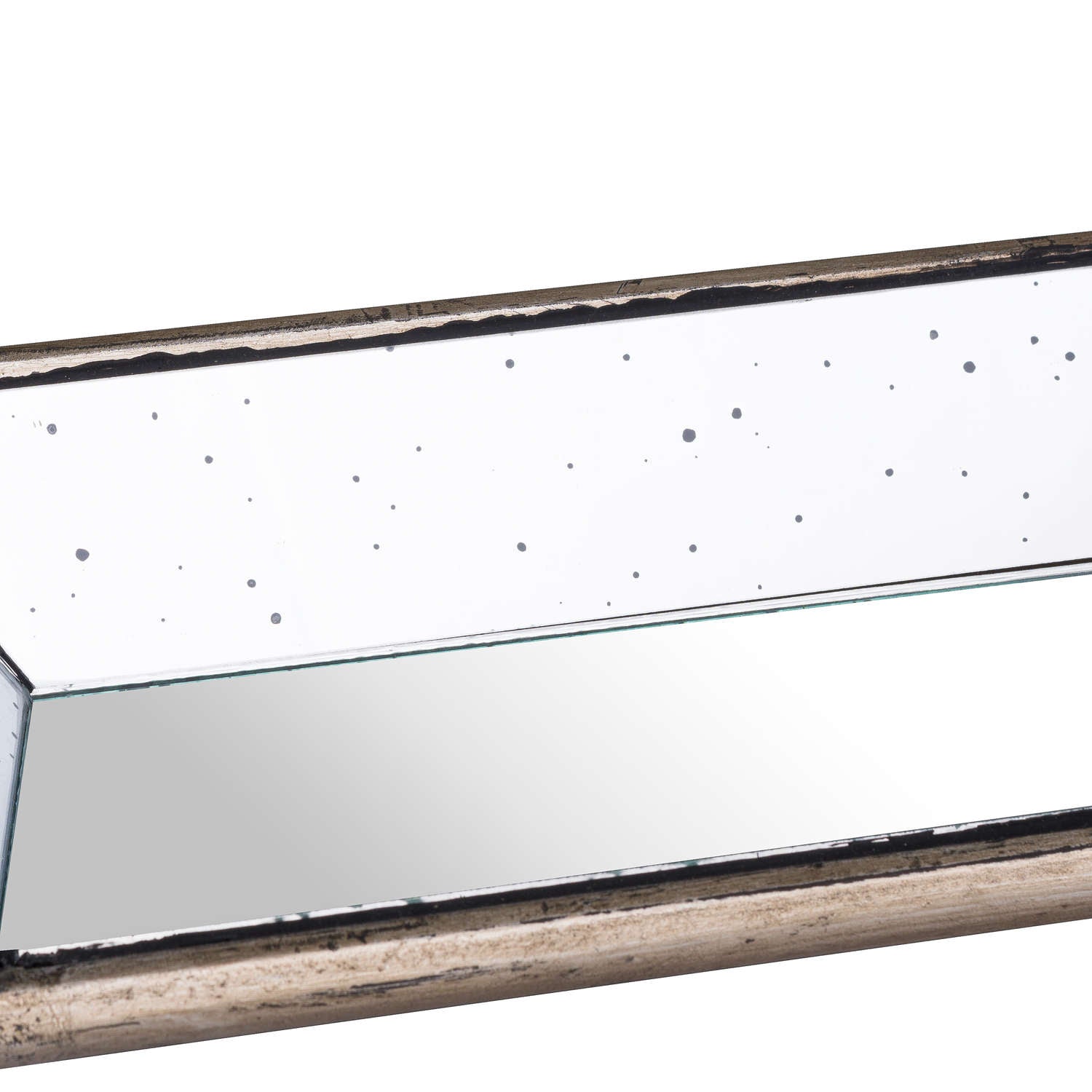 Astor Distressed Mirrored Display Tray With Wooden Detailing - Darlington's Décor