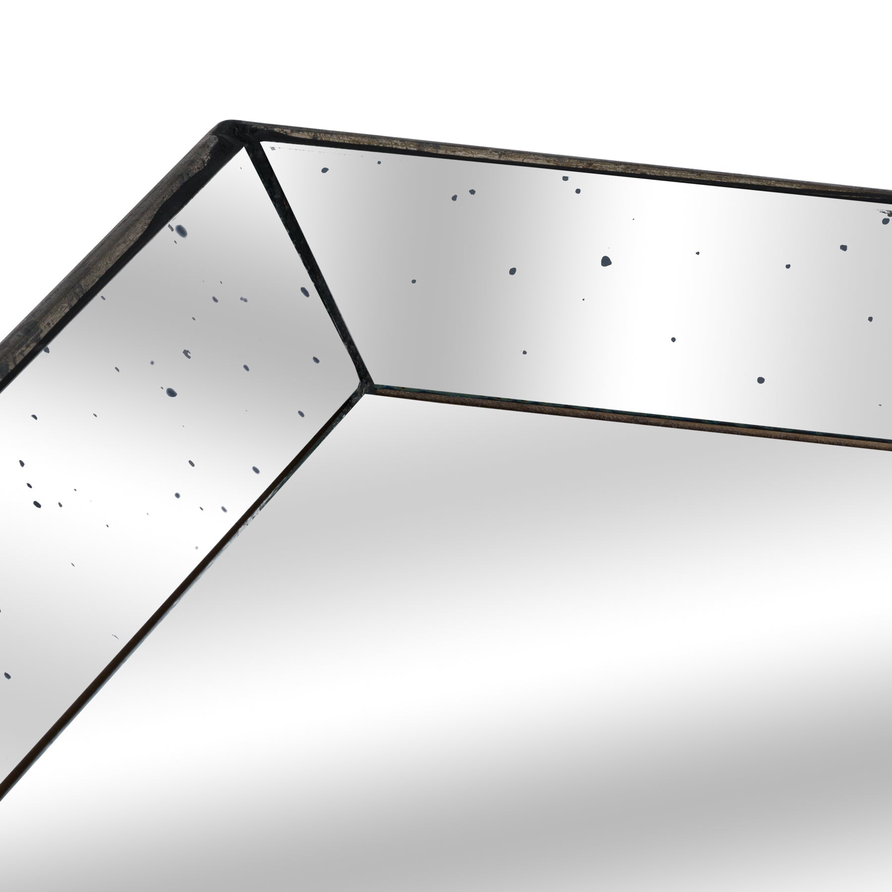 Astor Distressed Mirrored Square Tray With Wooden Detailing Lge - Darlington's Décor