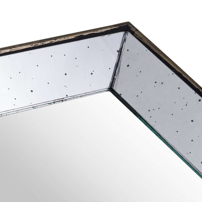 Astor Distressed Mirrored Square Tray With Wooden Detailing - Darlington's Décor