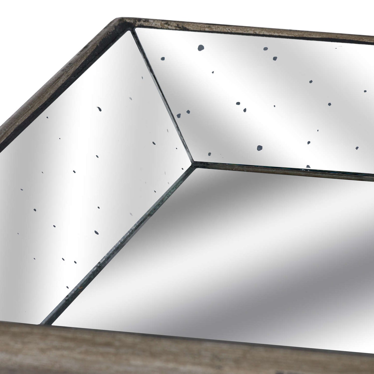 Astor Distressed Mirrored Tray With Wooden Detailing Elegance - Darlington's Décor