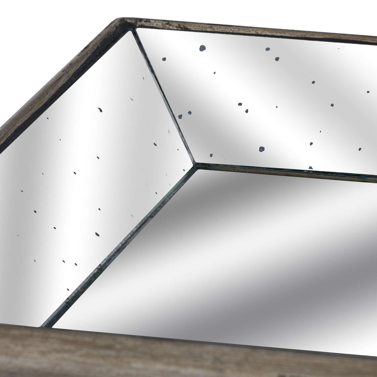 Astor Distressed Mirrored Tray With Wooden Detailing Elegance - Darlington's Décor