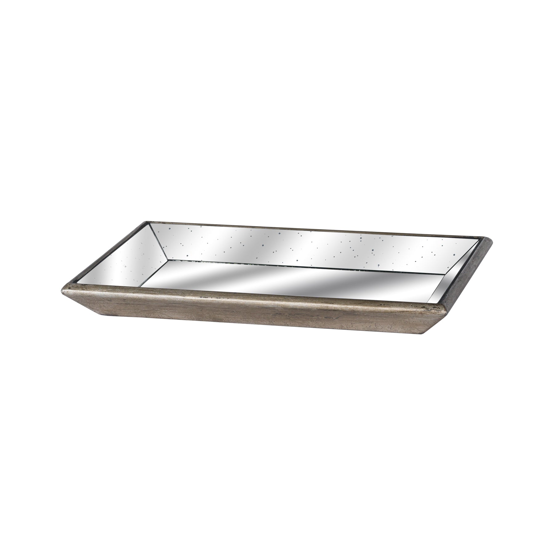 Astor Distressed Mirrored Tray With Wooden Detailing Elegance - Darlington's Décor