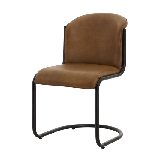 Elegant Billy Leather Curved Dining Chair with Plush Comfort - Darlington's Décor