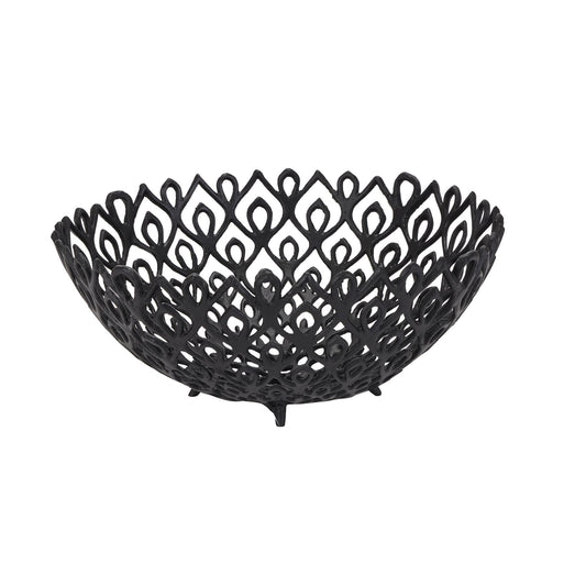 Black Cast Large Lattice Bowl for Modern Elegance - Darlington's Décor