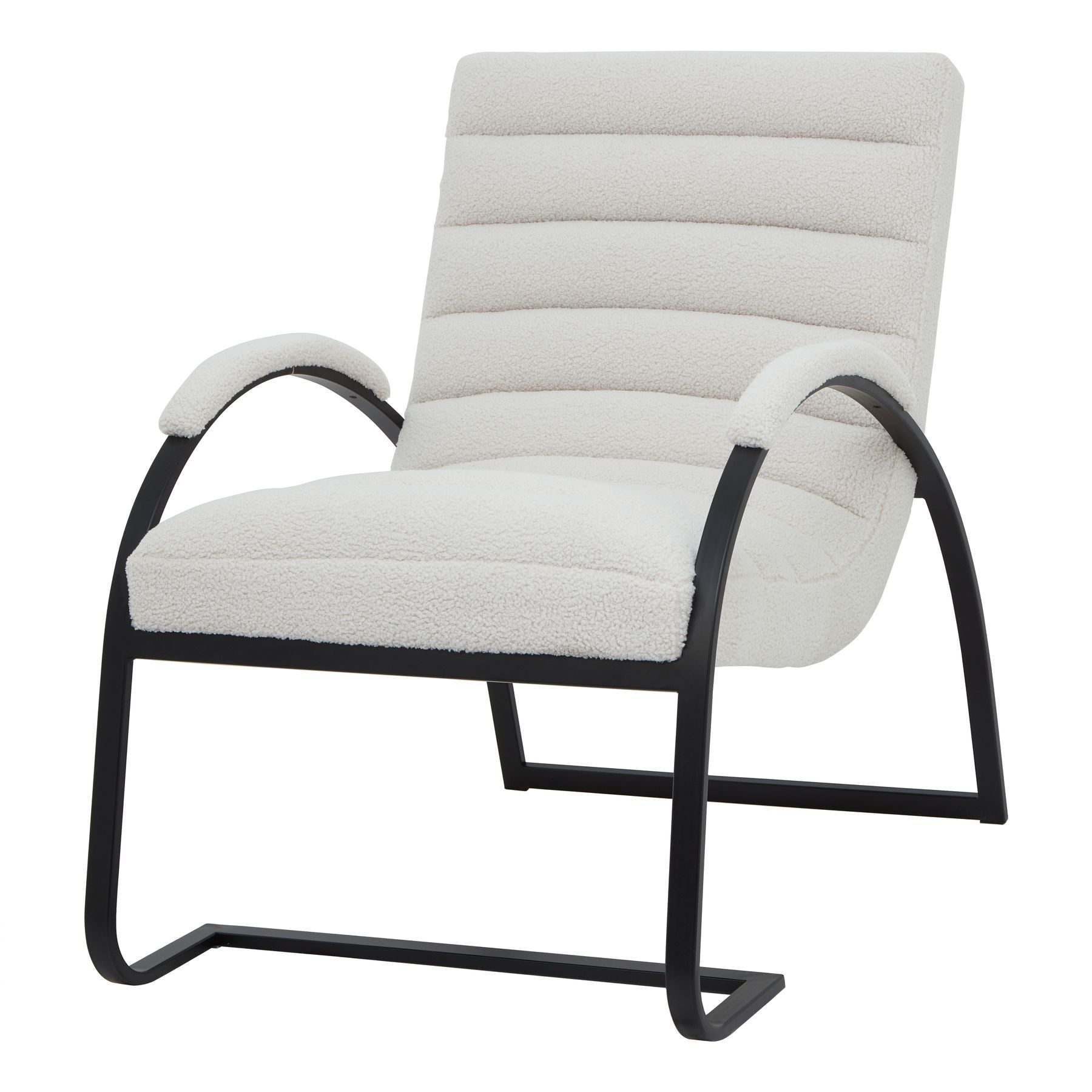 Luxurious Boucle Ribbed Ark Chair with Ergonomic Design - Darlington's Décor