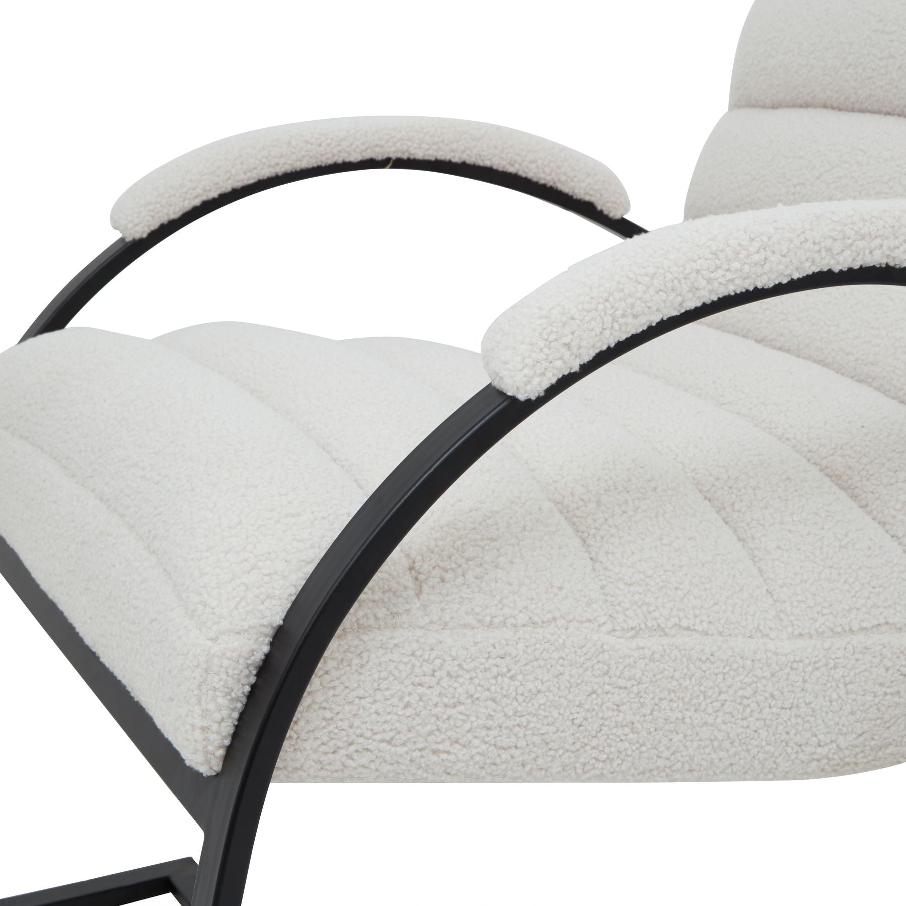 Luxurious Boucle Ribbed Ark Chair with Ergonomic Design - Darlington's Décor