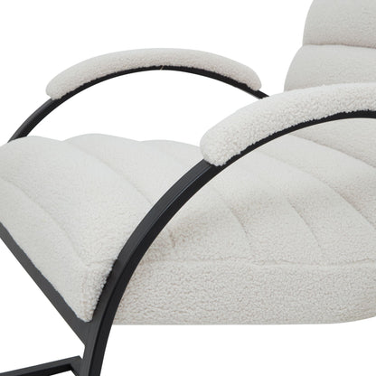 Luxurious Boucle Ribbed Ark Chair with Ergonomic Design - Darlington's Décor