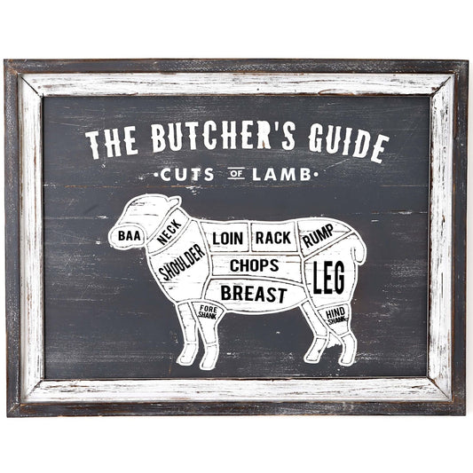 Butchers Cuts Lamb Wall Plaque for Rustic Decor - Darlington's Décor
