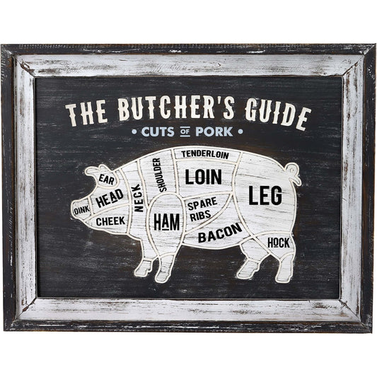 Butchers Cuts Pork Wall Plaque for Rustic Decor - Darlington's Décor