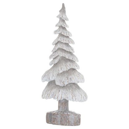 Carved Wood Effect Grey Small Snowy Tree Decor - Darlington's Décor