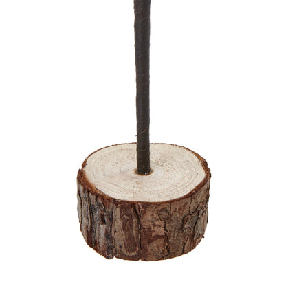 Charming Medium Snowy Spindle Tree In Wood Log - Darlington's Décor