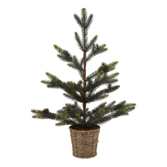 Charming Medium Spruce Tree With Wicker Basket - Darlington's Décor