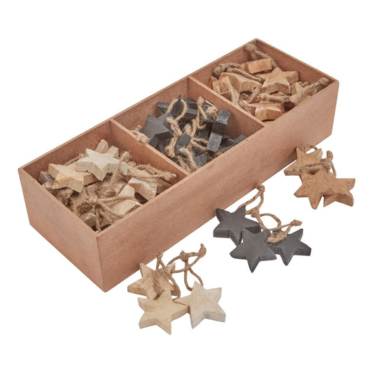 Charming Pack Of 90 Wooden Star Hanging Decorations - Darlington's Décor
