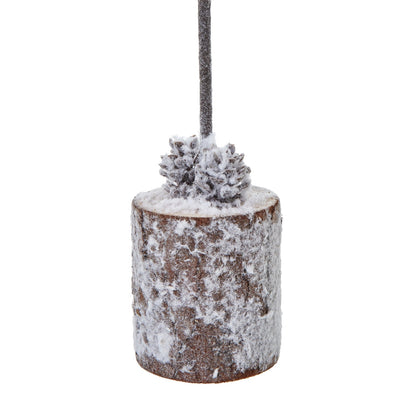 Charming Small Snowy Tree In Wood Log Display - Darlington's Décor