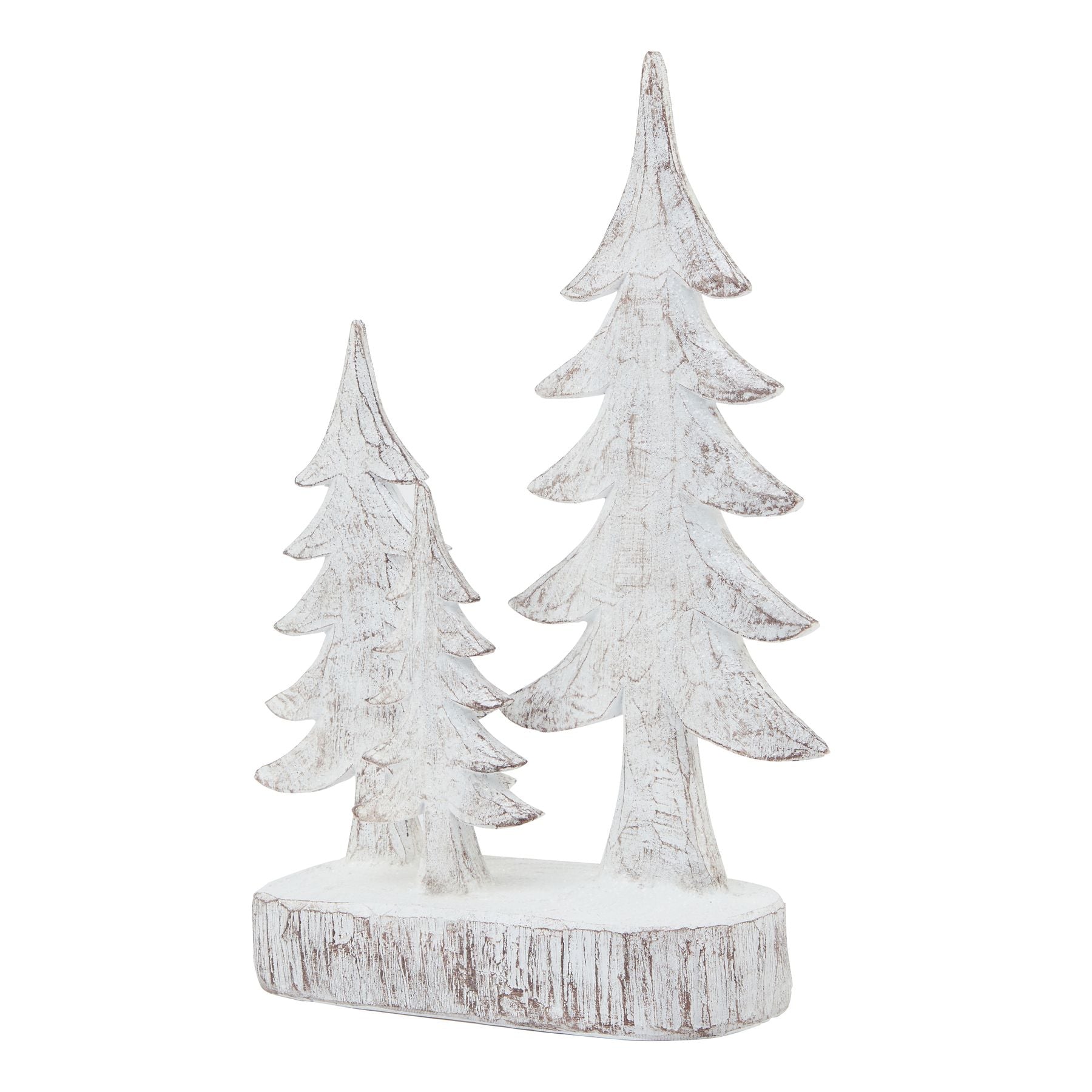 Charming Small Three Snowy Pine Tree Sculpture - Darlington's Décor