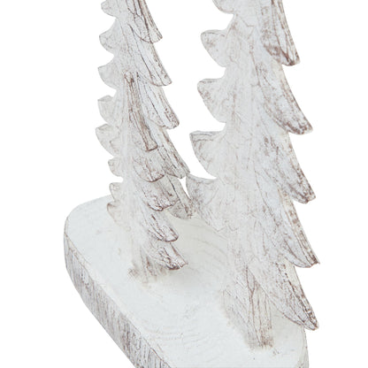 Charming Small Three Snowy Pine Tree Sculpture - Darlington's Décor