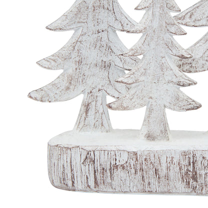 Charming Small Three Snowy Pine Tree Sculpture - Darlington's Décor