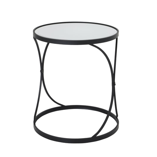 Stunning Concaved Set Of Two Black Mirrored Side Tables - Darlington's Décor