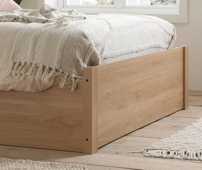 Croxley Oak Wooden Rattan Ottoman Storage Bed (Oak, 5FT King Size - Frame Only) - Darlington's Décor