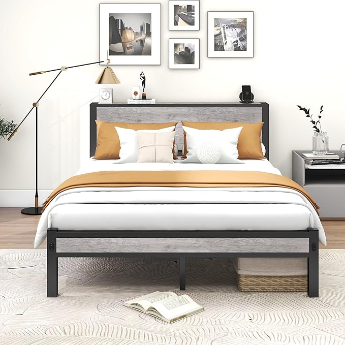 DUMEE King Size Bed Frame with Storage and Support - Darlington's Décor