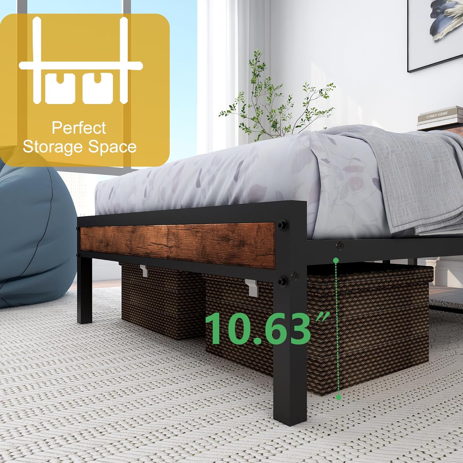 DUMEE King Size Bed Frame with Storage and Support - Darlington's Décor