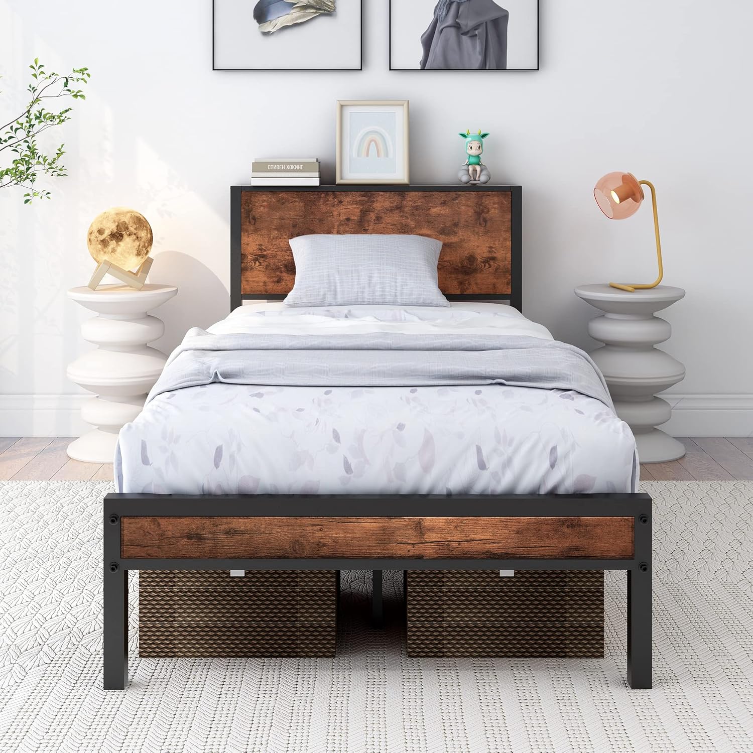 DUMEE King Size Bed Frame with Storage and Support - Darlington's Décor