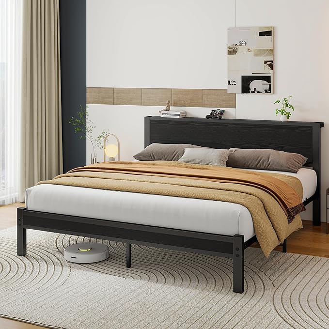 DUMEE King Size Bed Frame with Storage and Support - Darlington's Décor