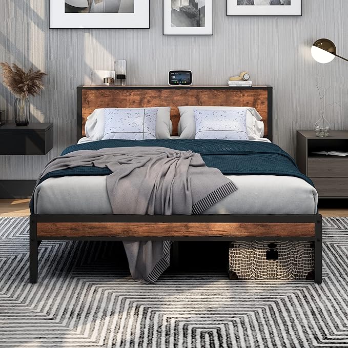 DUMEE King Size Bed Frame with Storage and Support - Darlington's Décor