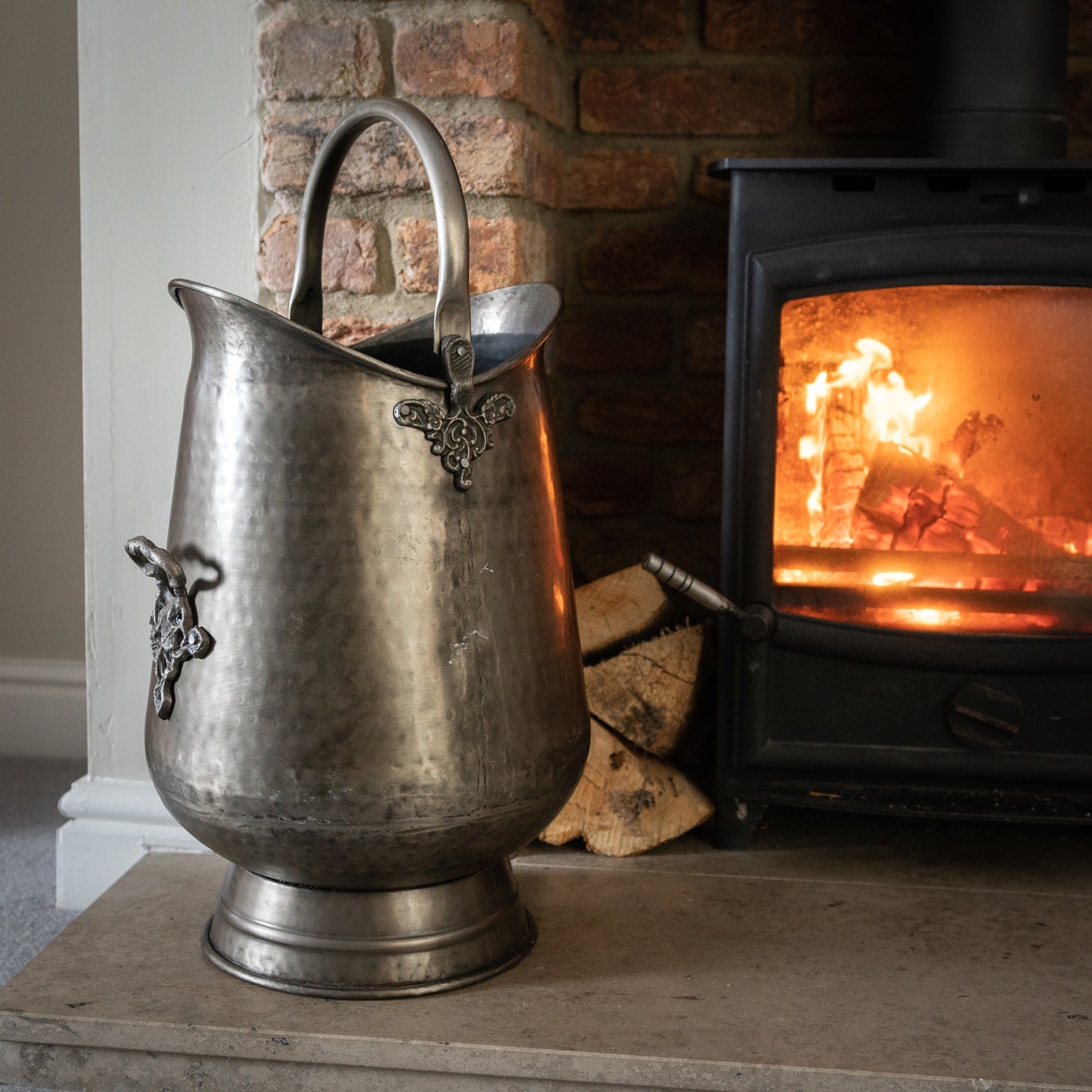 Elegant Antique Pewter Coal Bucket for Timeless Décor - Darlington's Décor