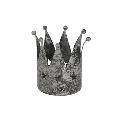 Elegant Antique Silver Crown Tealight Holder Decor - Darlington's Décor