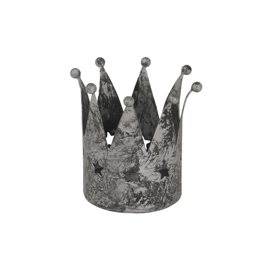 Elegant Antique Silver Crown Tealight Holder Decor - Darlington's Décor