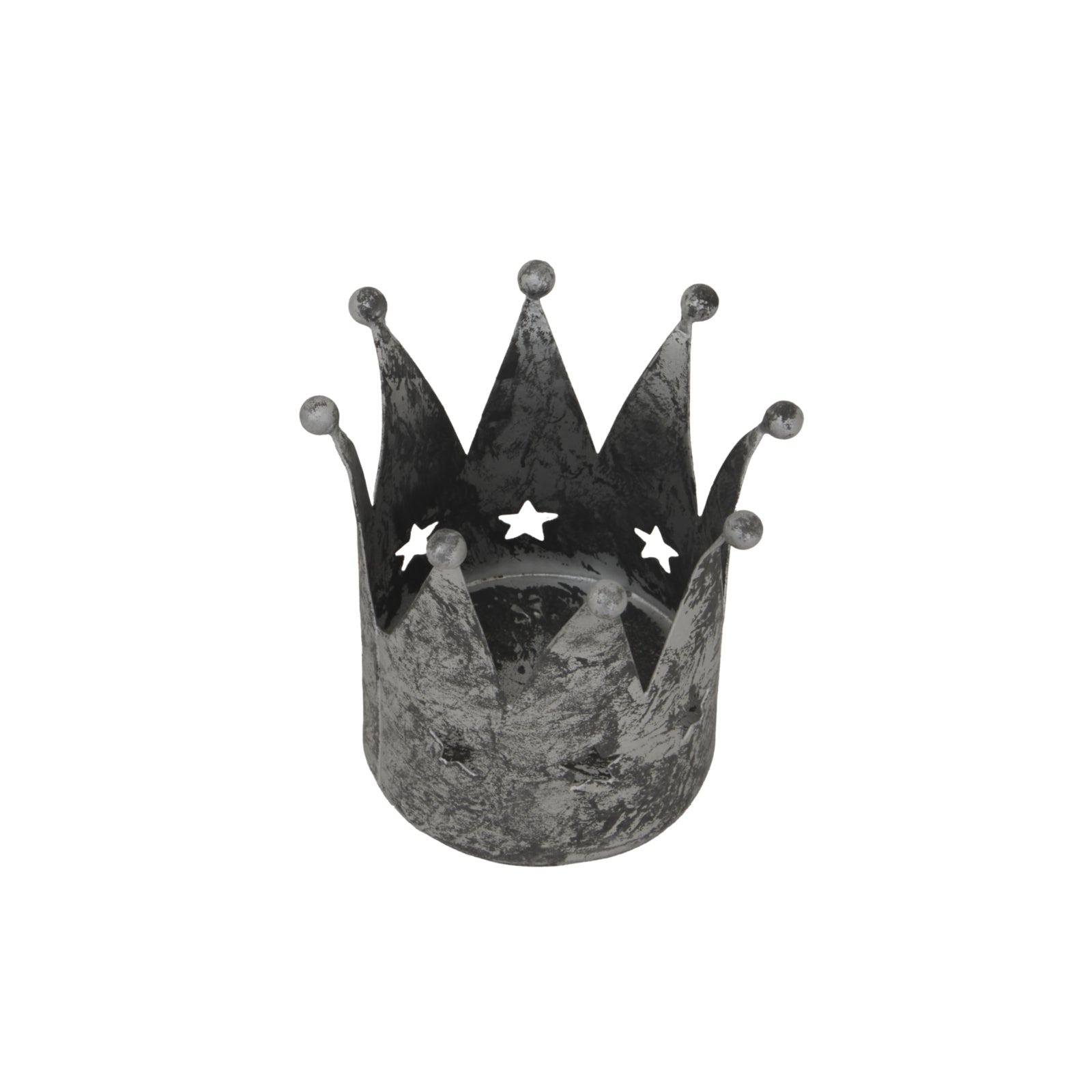 Elegant Antique Silver Crown Tealight Holder Decor - Darlington's Décor