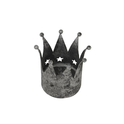 Elegant Antique Silver Crown Tealight Holder Decor - Darlington's Décor